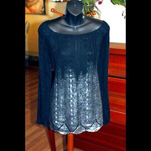 Silver Sweep Black Cable Knit Sweater